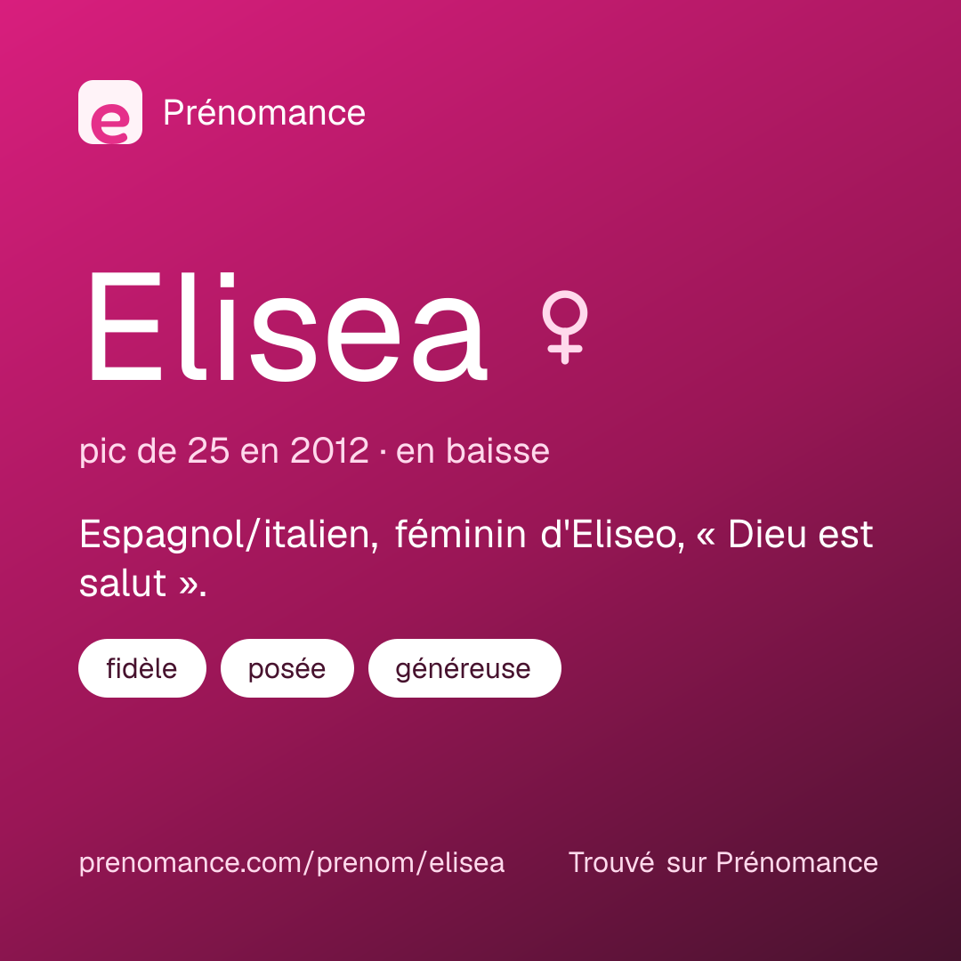 Carte de partage du prénom Elisea