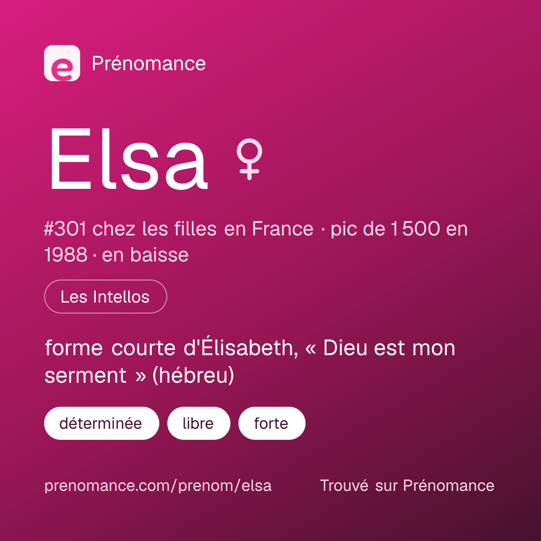 Carte de partage du prénom Elsa