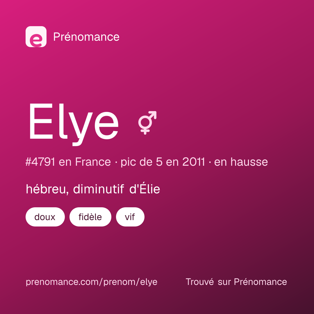 Carte de partage du prénom Elye