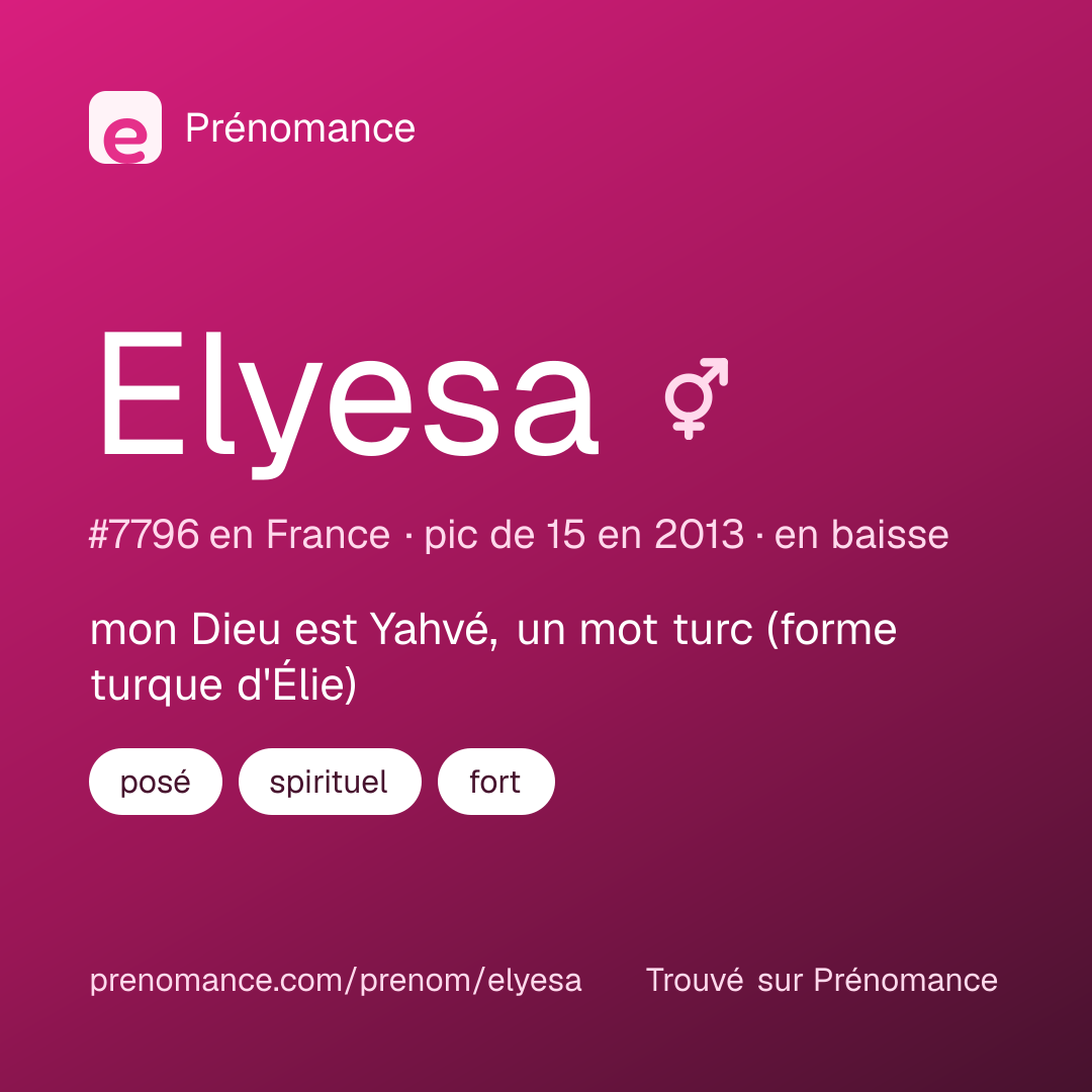 Carte de partage du prénom Elyesa