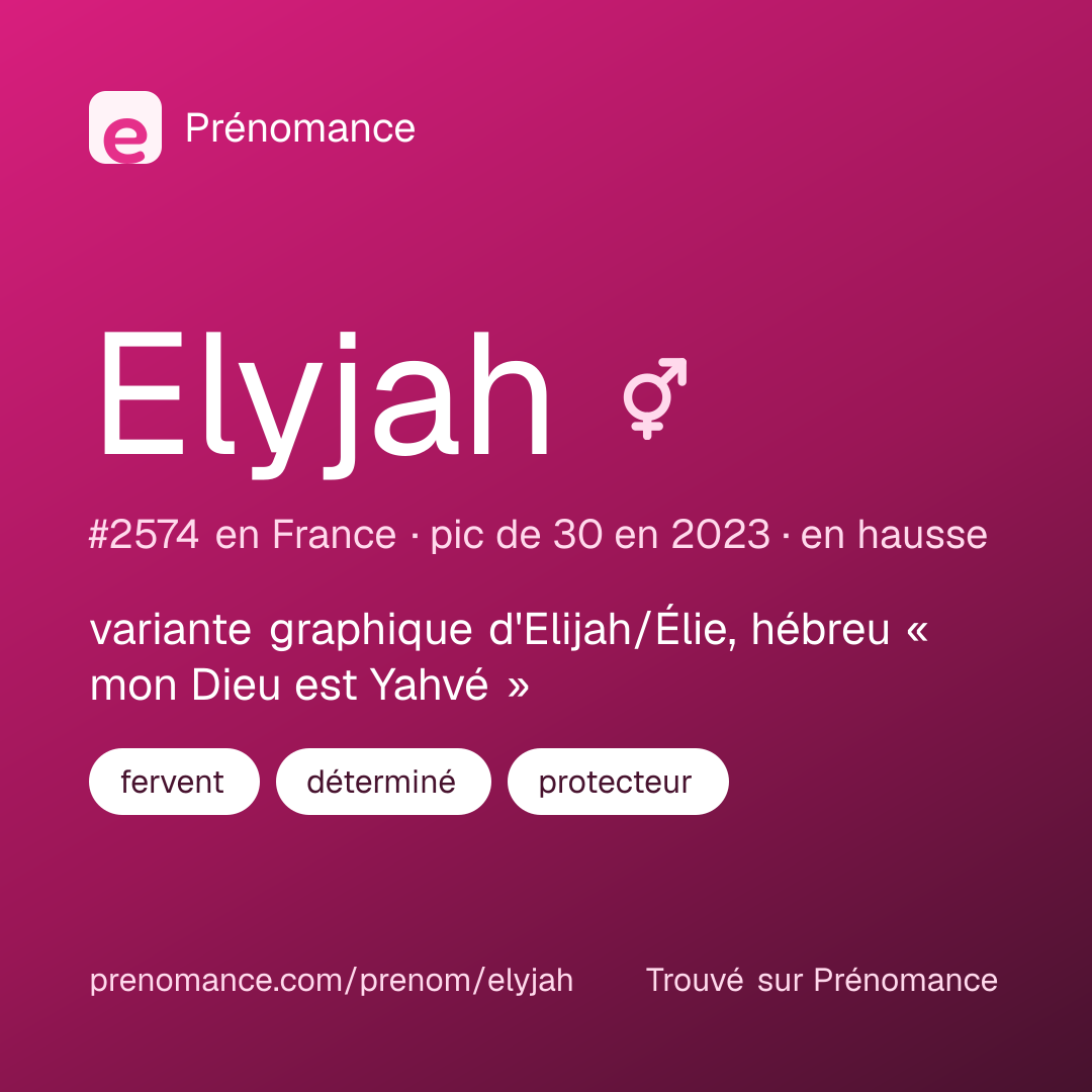 Carte de partage du prénom Elyjah
