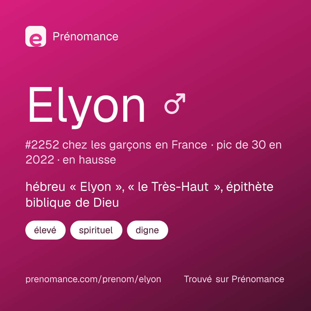Carte de partage du prénom Elyon