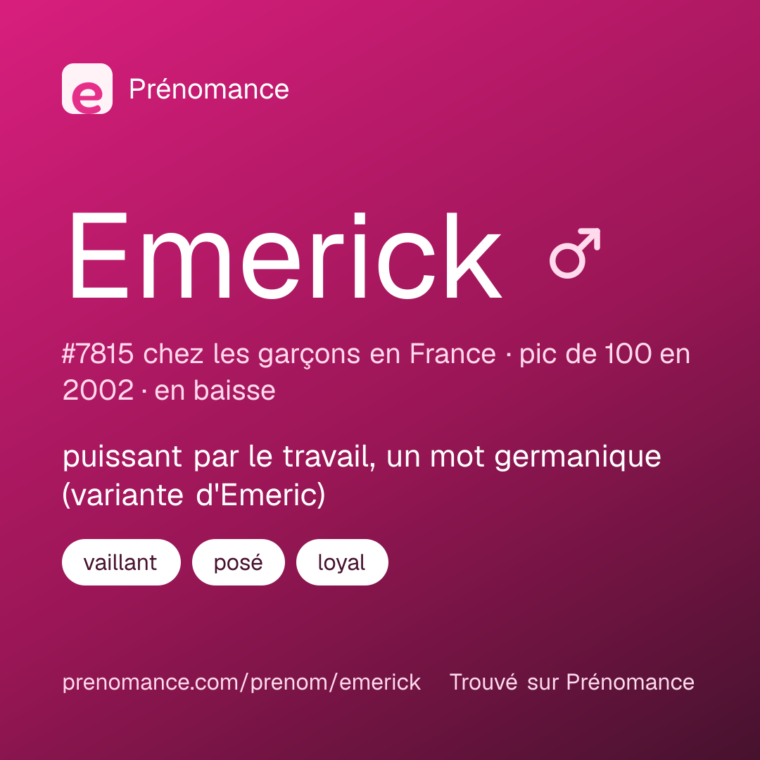 Carte de partage du prénom Emerick