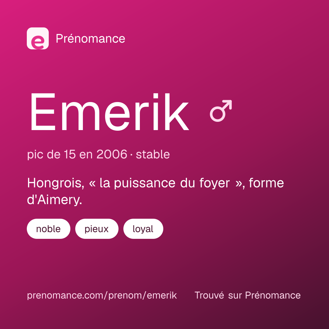 Carte de partage du prénom Emerik