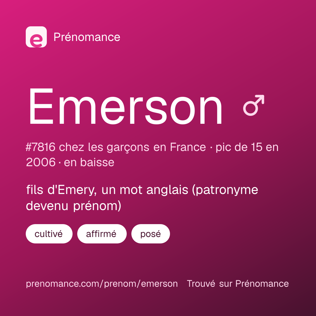 Carte de partage du prénom Emerson