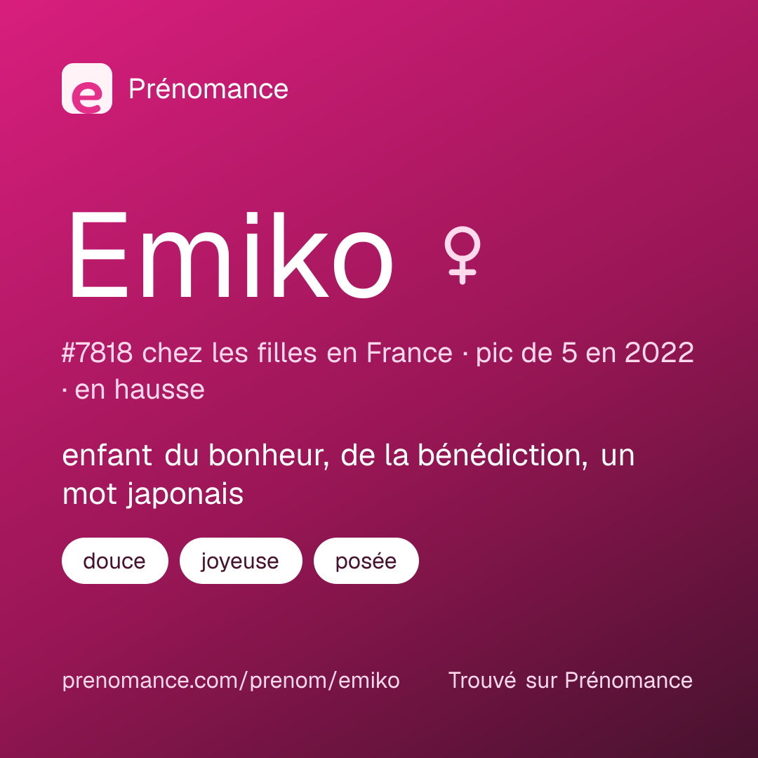 Carte de partage du prénom Emiko