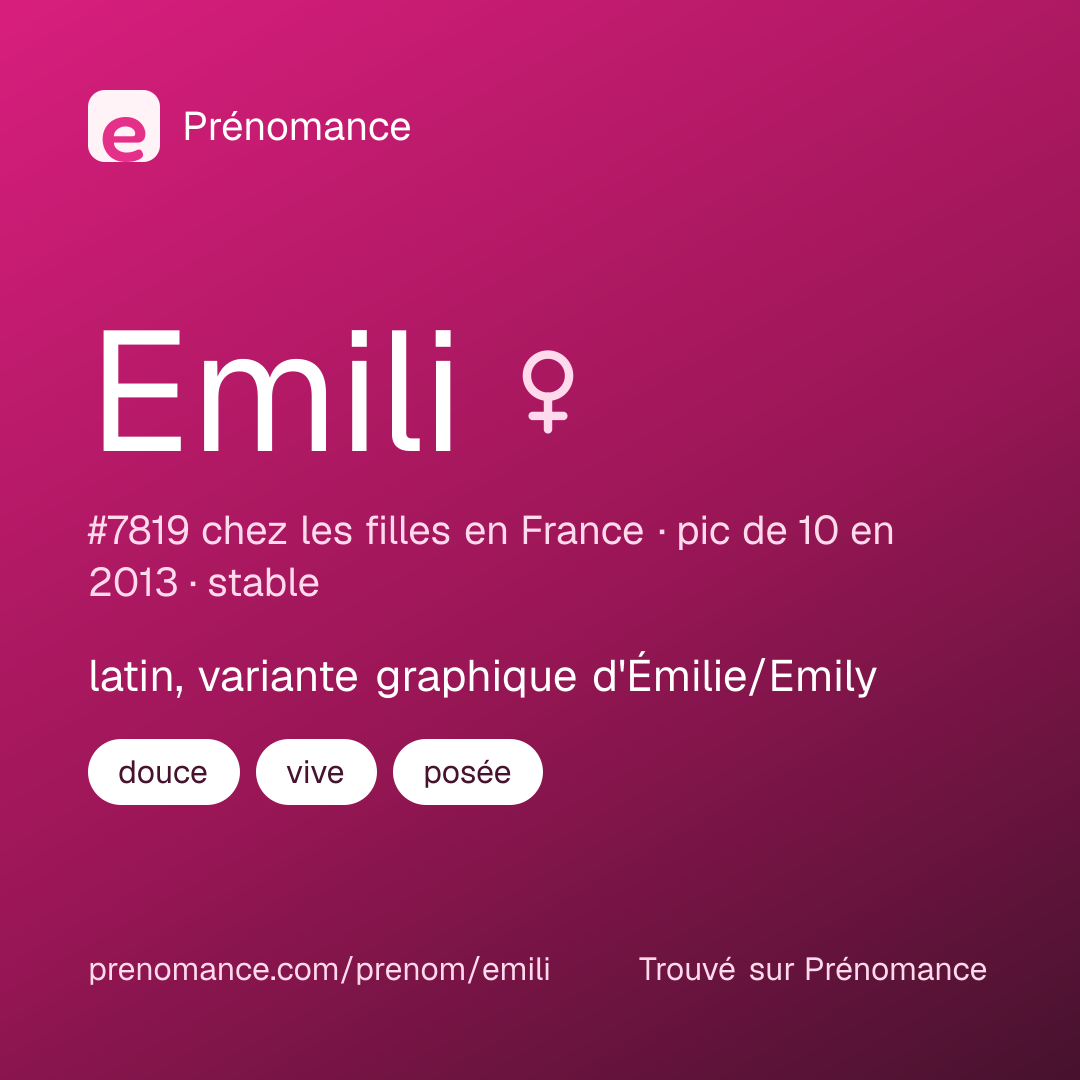 Carte de partage du prénom Emili