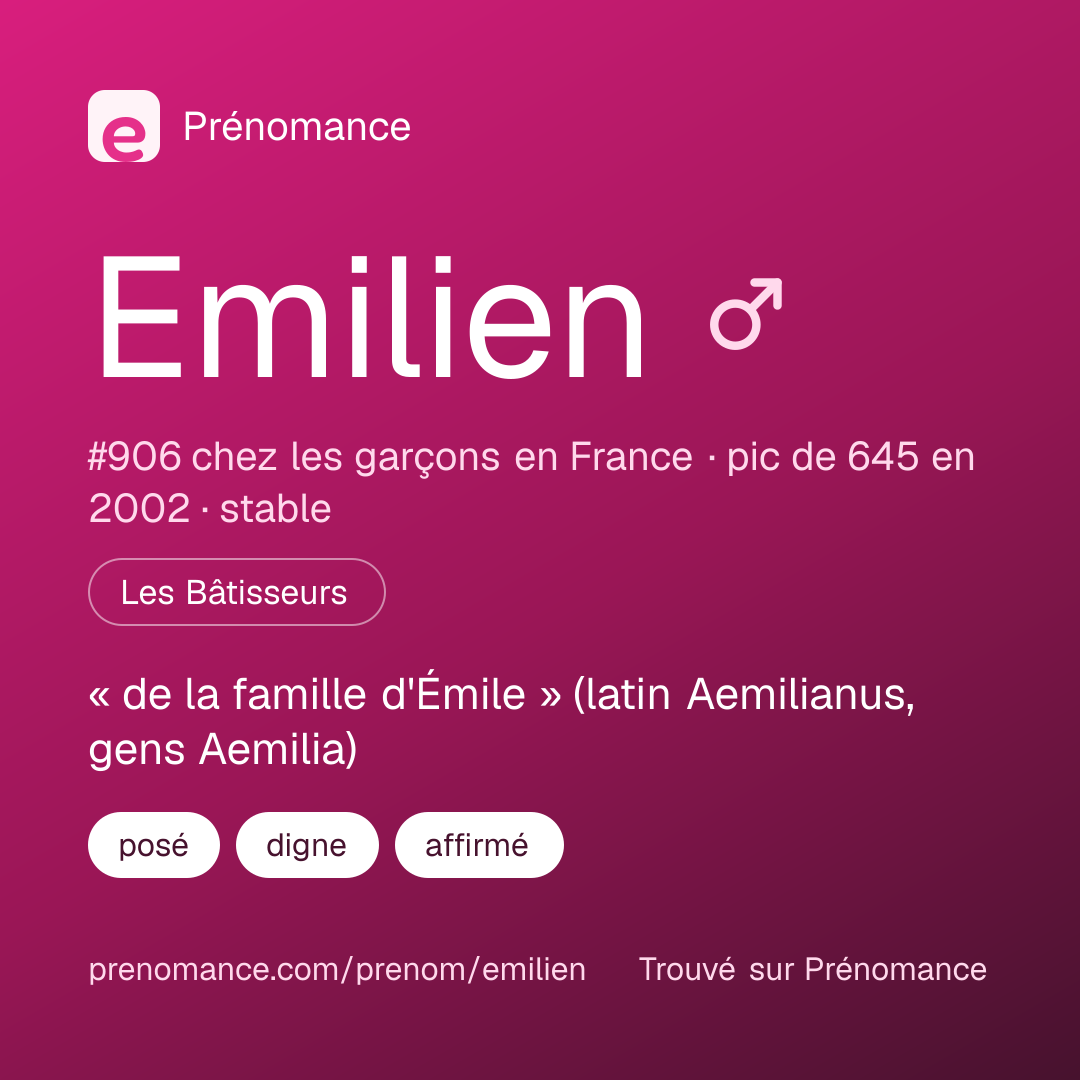 Carte de partage du prénom Emilien
