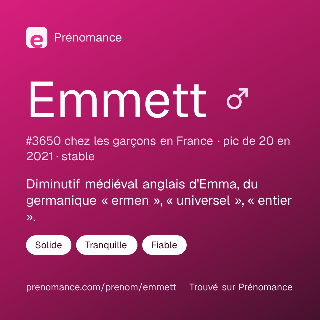 Carte de partage du prénom Emmett