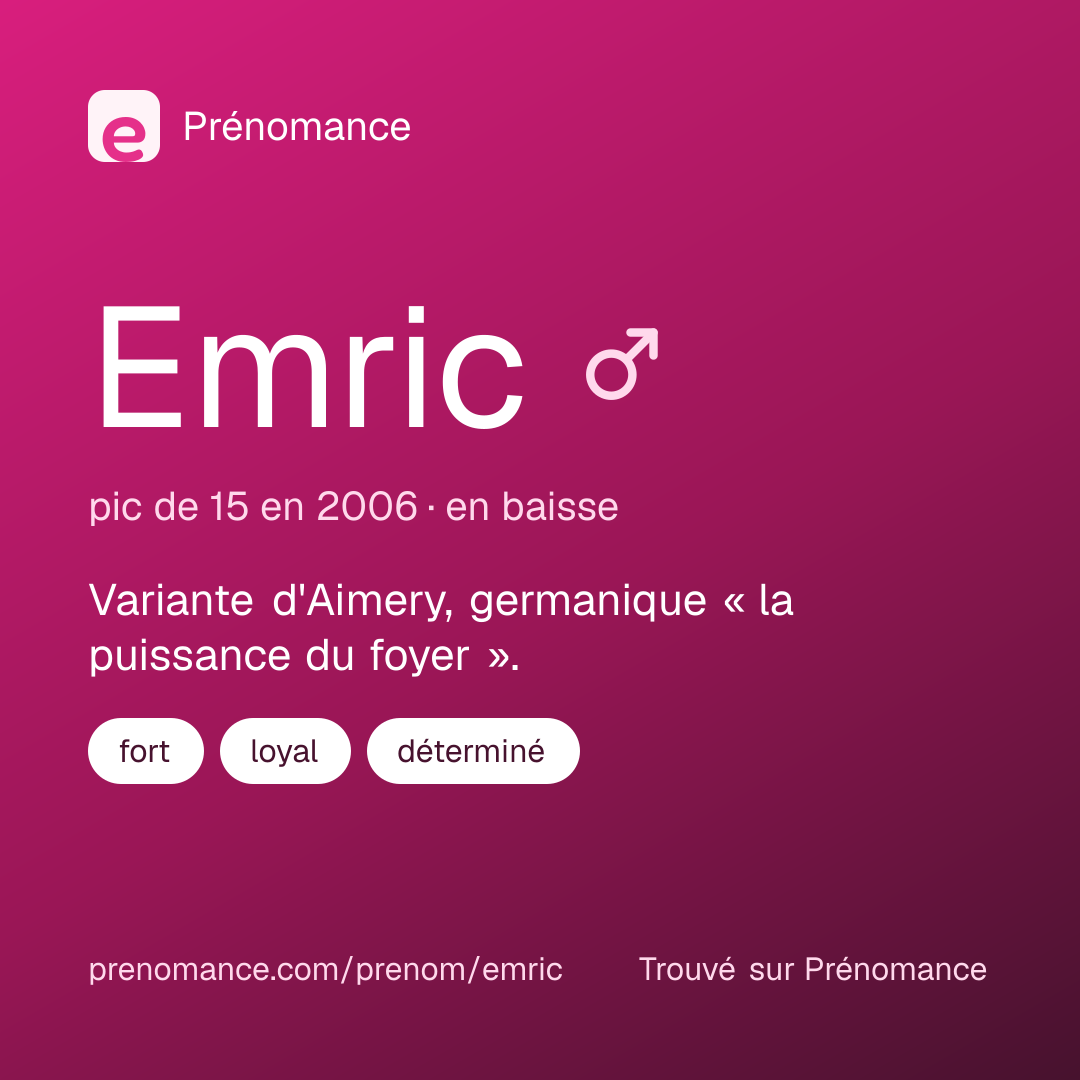 Carte de partage du prénom Emric