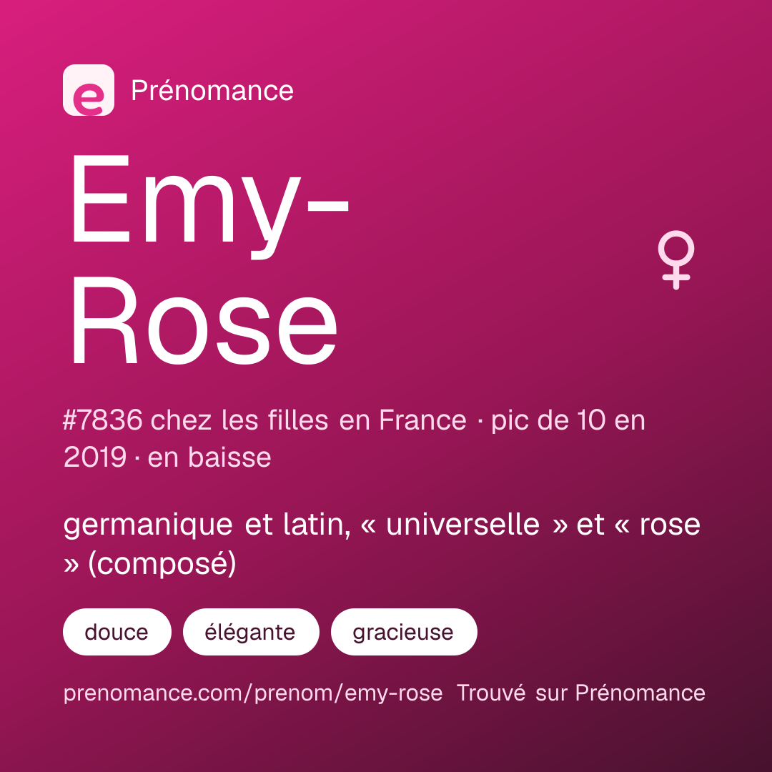 Carte de partage du prénom Emy-Rose
