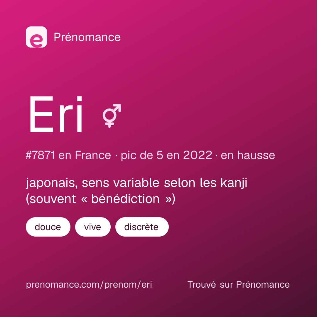 Carte de partage du prénom Eri