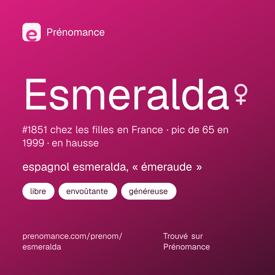 Carte de partage du prénom Esmeralda