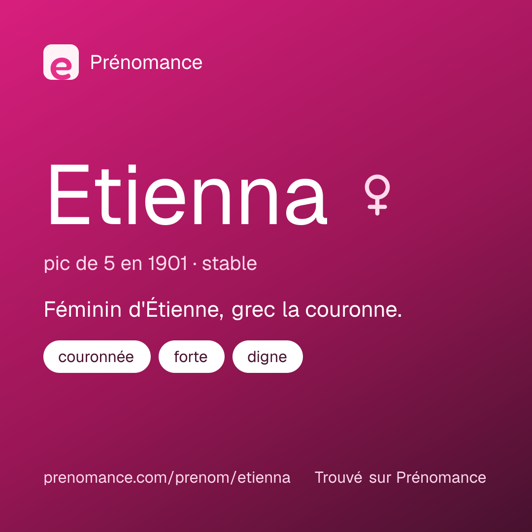Carte de partage du prénom Etienna