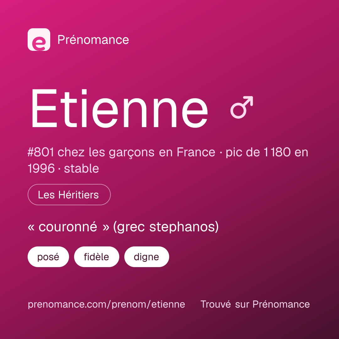 Carte de partage du prénom Etienne