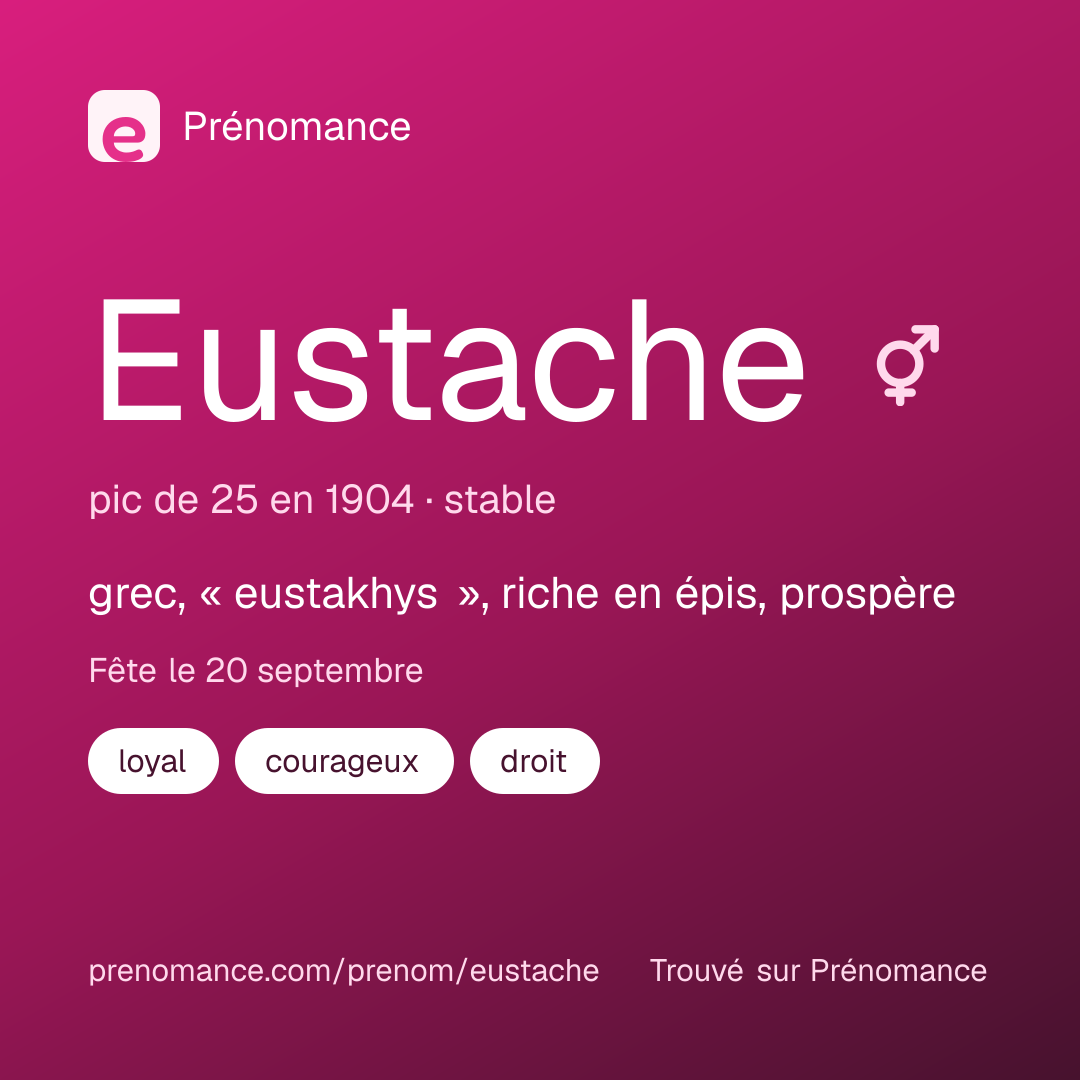 Carte de partage du prénom Eustache