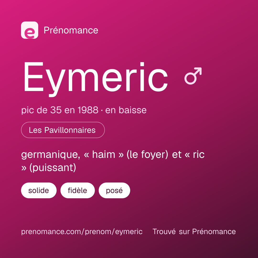 Carte de partage du prénom Eymeric