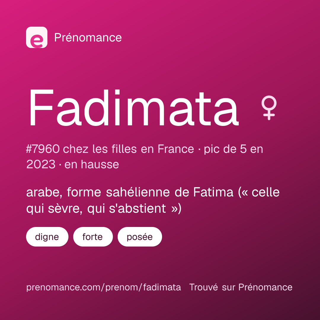 Carte de partage du prénom Fadimata