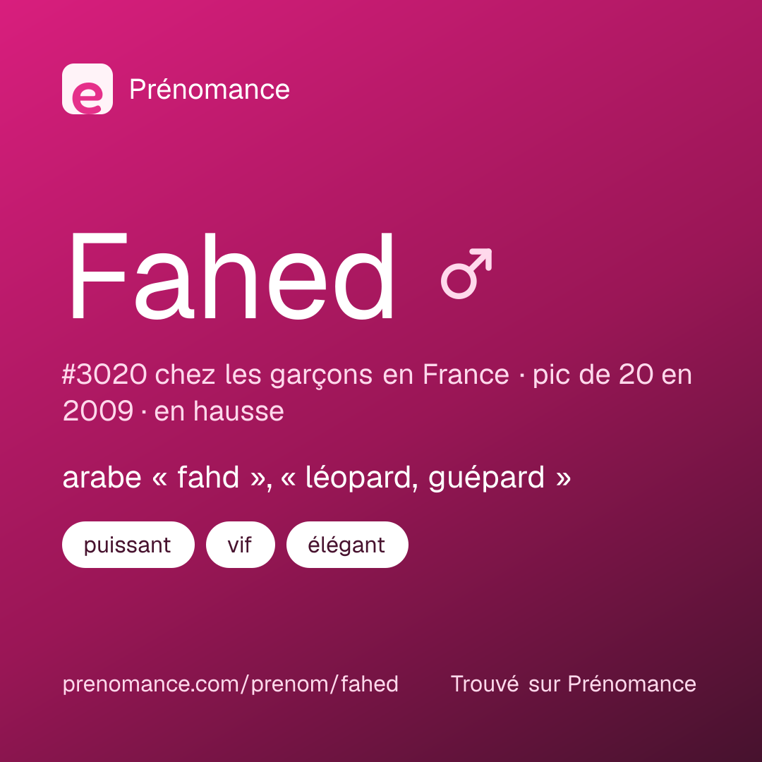 Carte de partage du prénom Fahed
