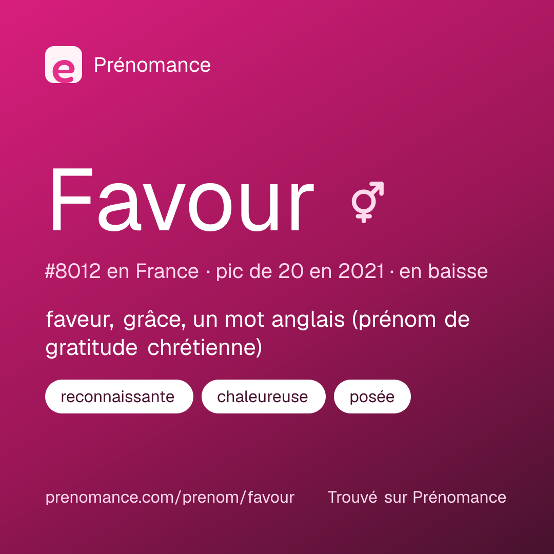 Carte de partage du prénom Favour