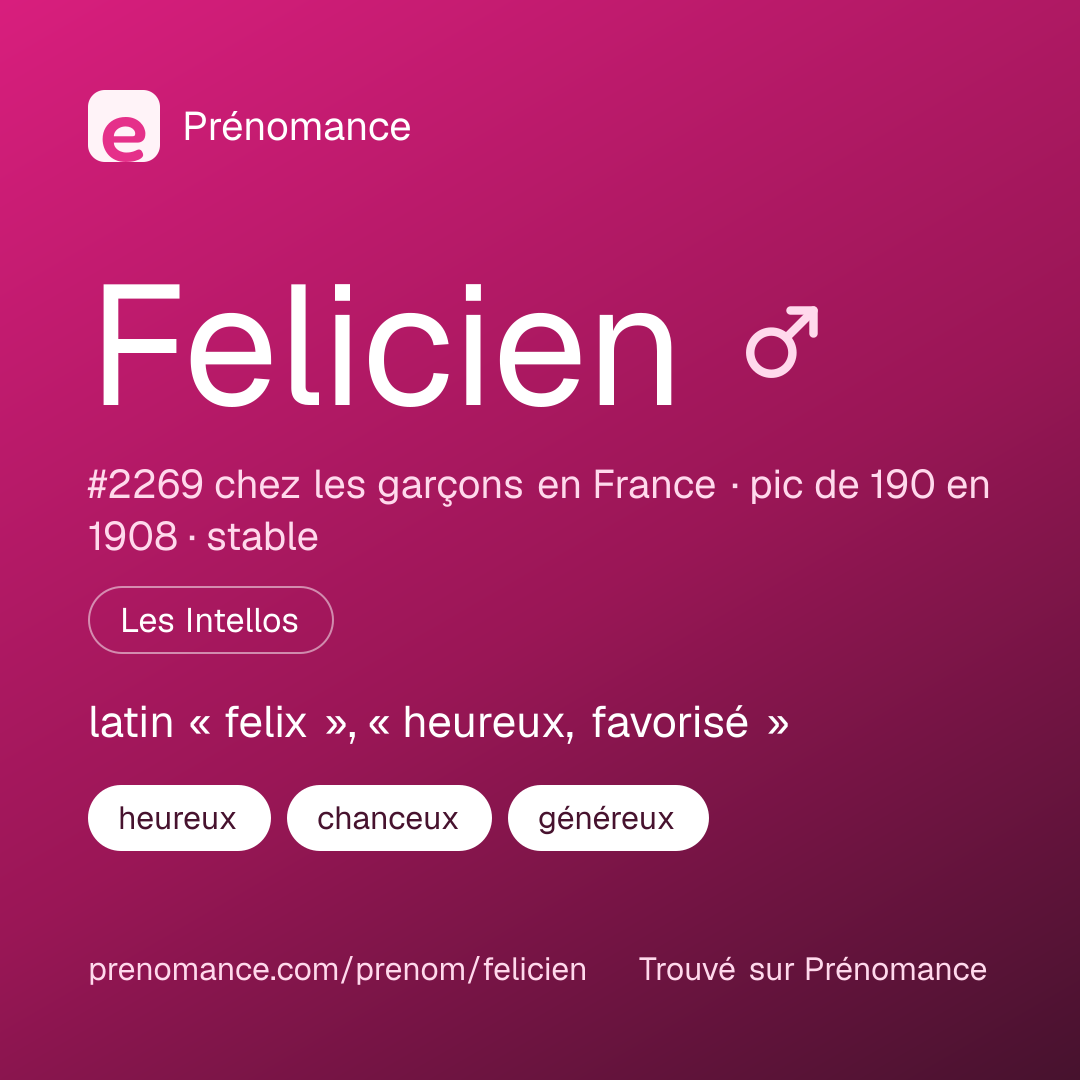 Carte de partage du prénom Felicien