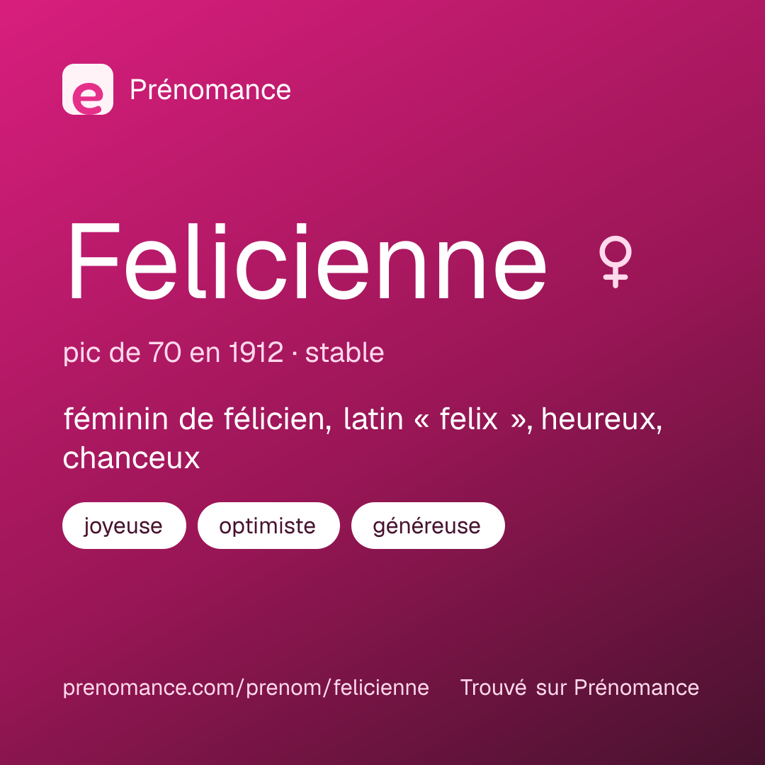 Carte de partage du prénom Felicienne