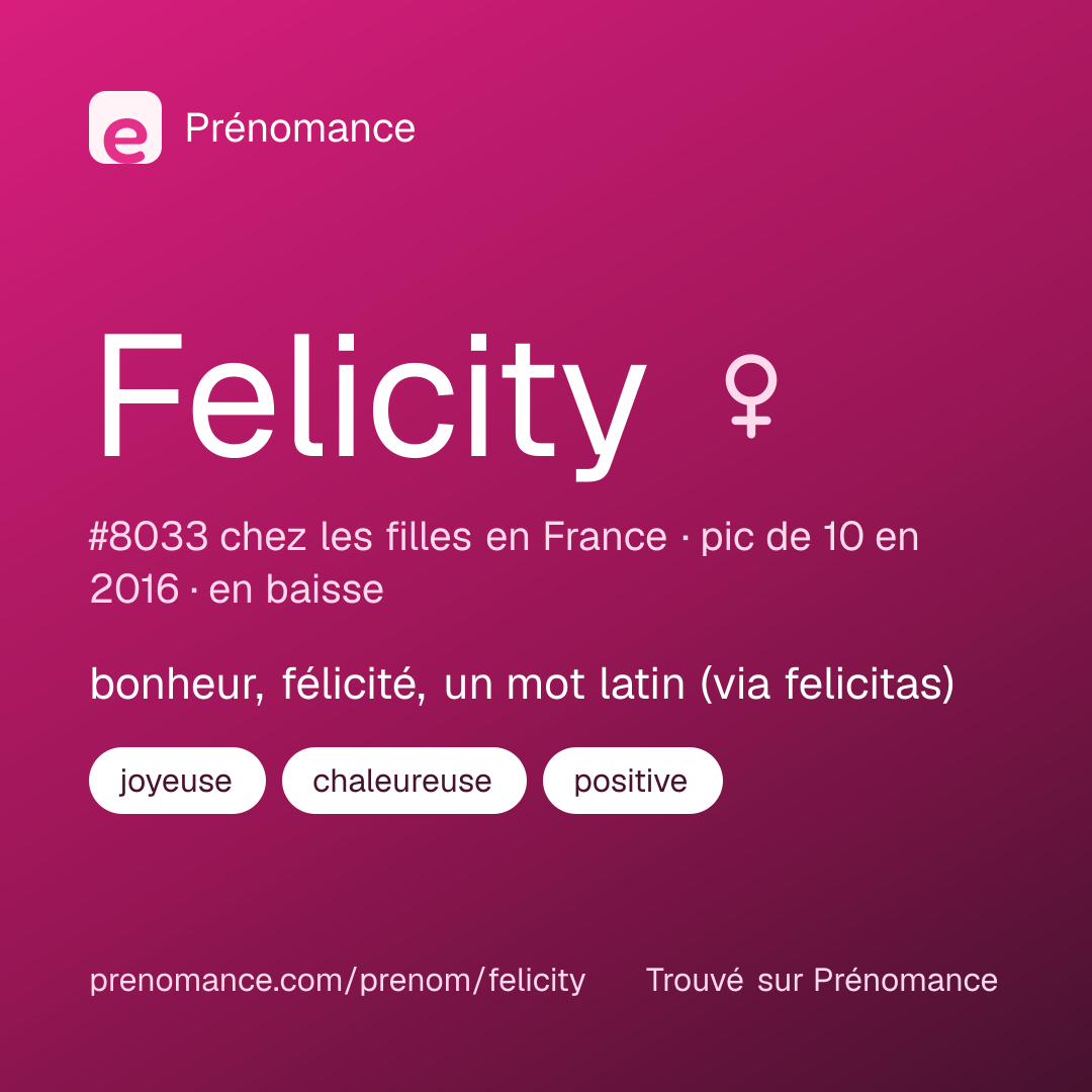 Carte de partage du prénom Felicity