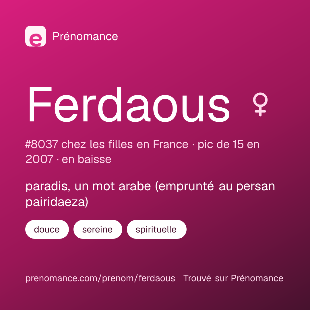 Carte de partage du prénom Ferdaous