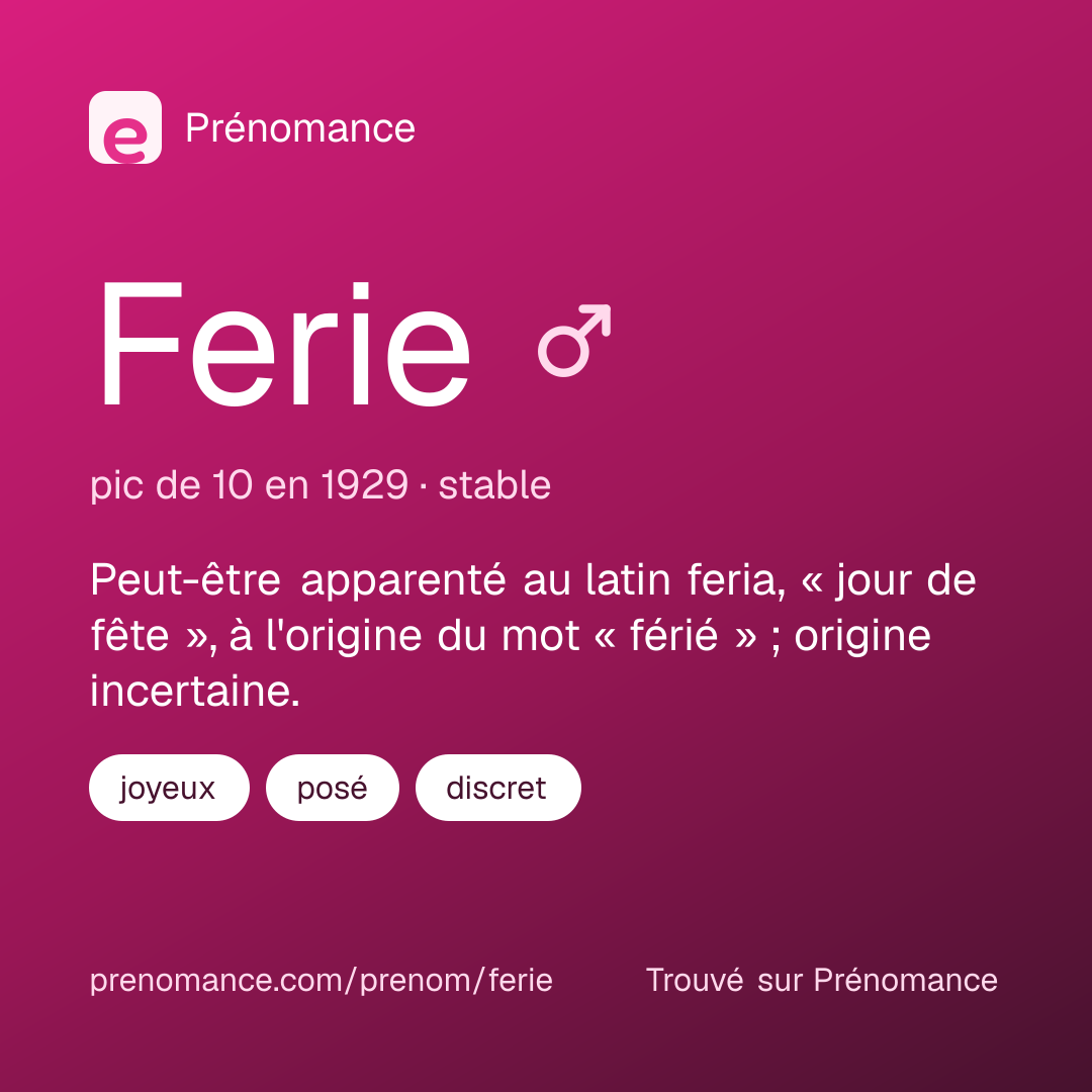 Carte de partage du prénom Ferie