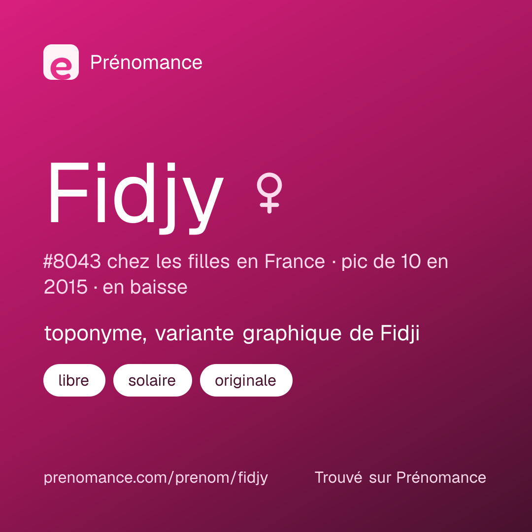 Carte de partage du prénom Fidjy