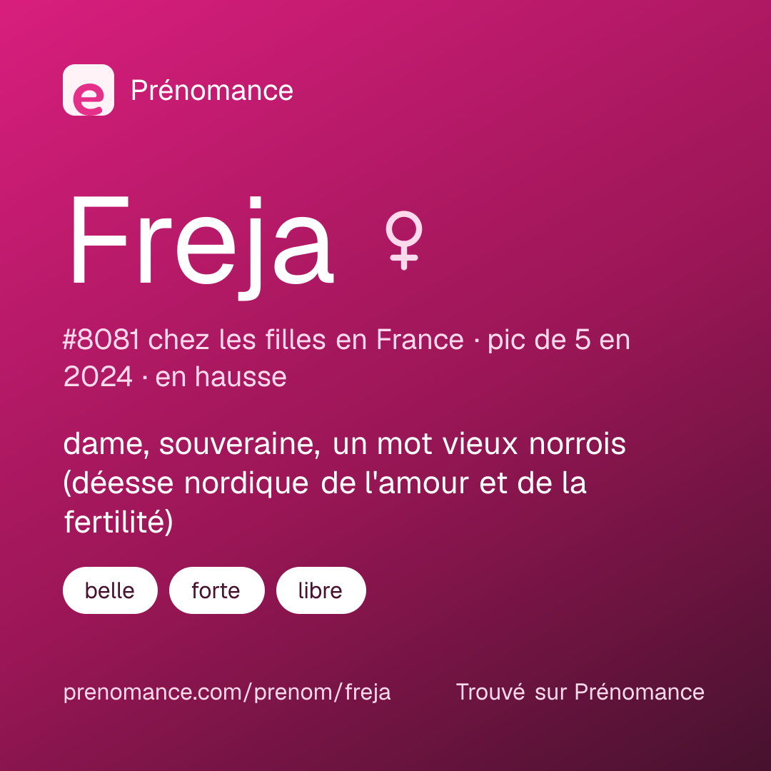 Carte de partage du prénom Freja