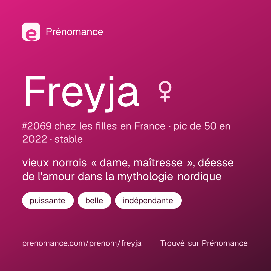 Carte de partage du prénom Freyja