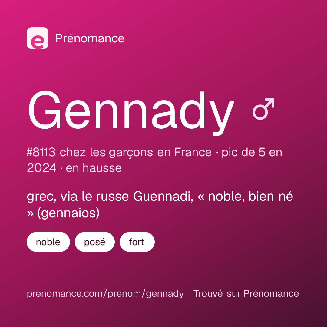 Carte de partage du prénom Gennady