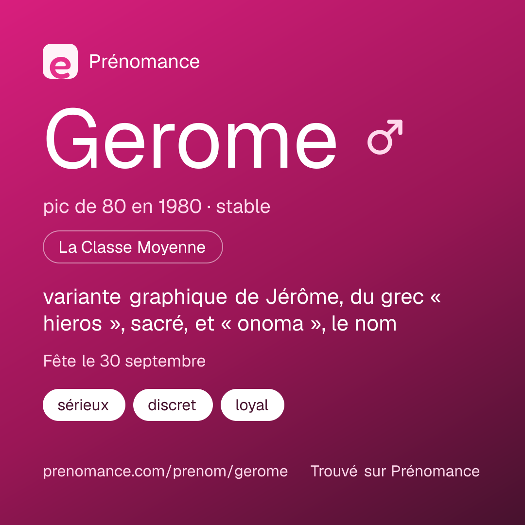 Carte de partage du prénom Gerome