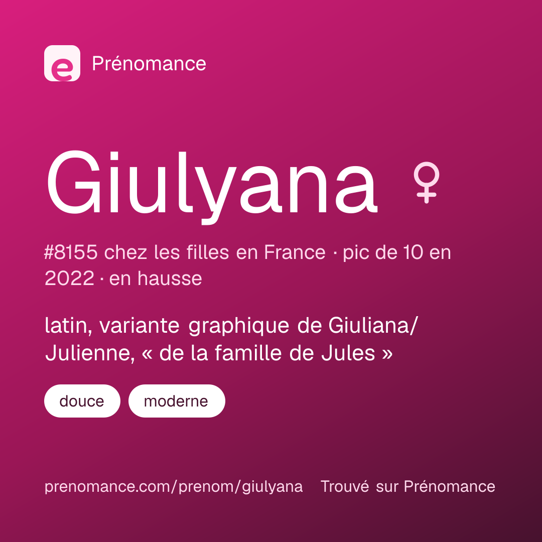 Carte de partage du prénom Giulyana