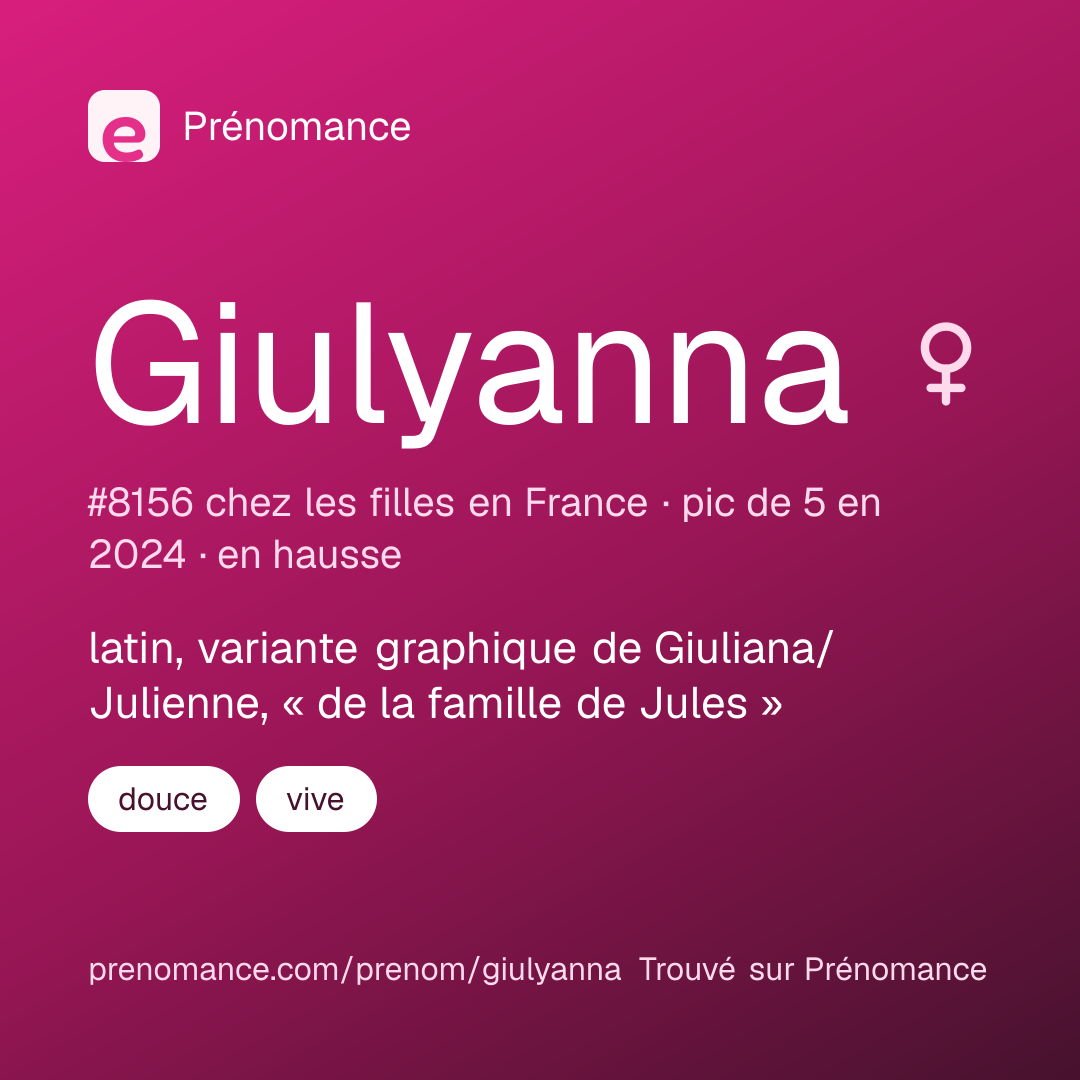 Carte de partage du prénom Giulyanna