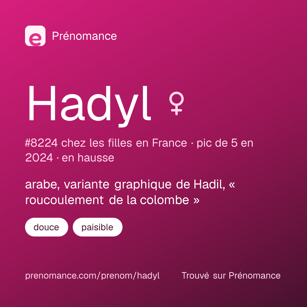 Carte de partage du prénom Hadyl