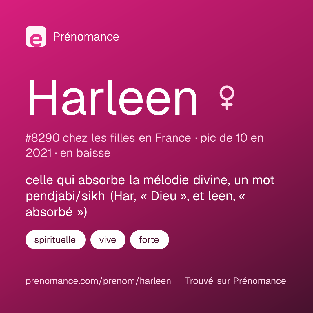 Carte de partage du prénom Harleen