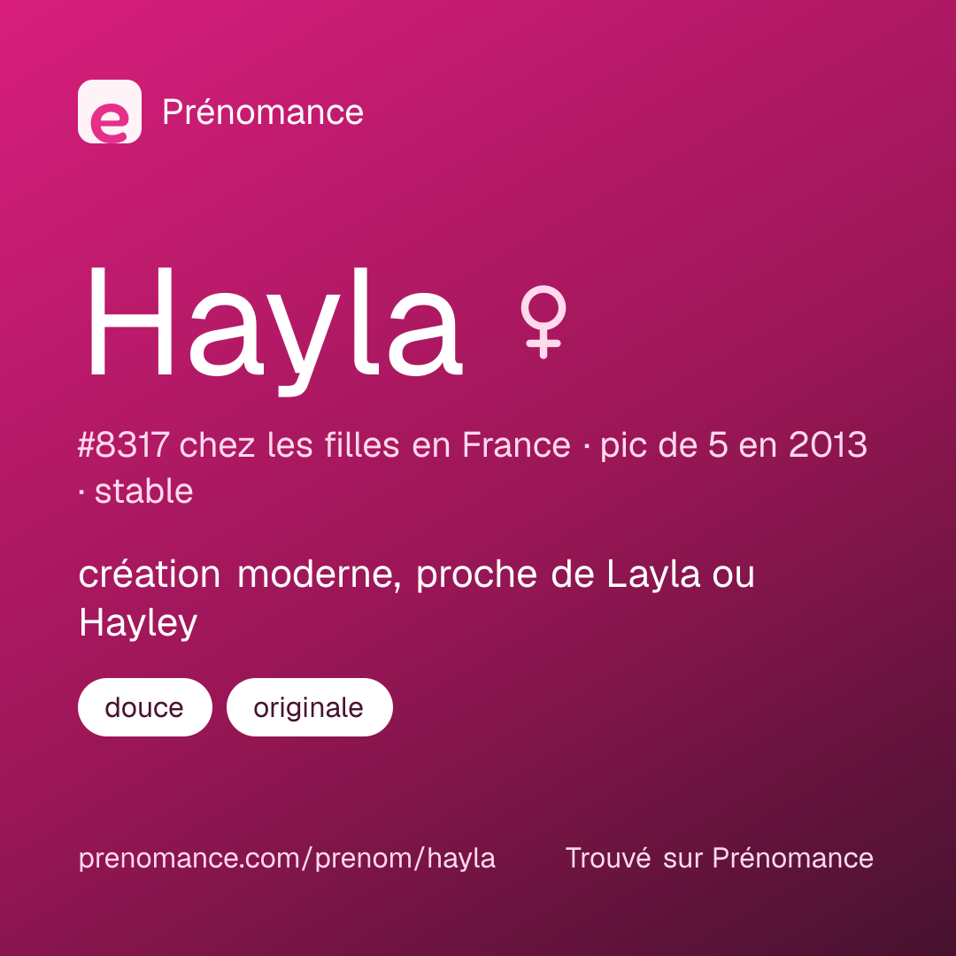 Carte de partage du prénom Hayla