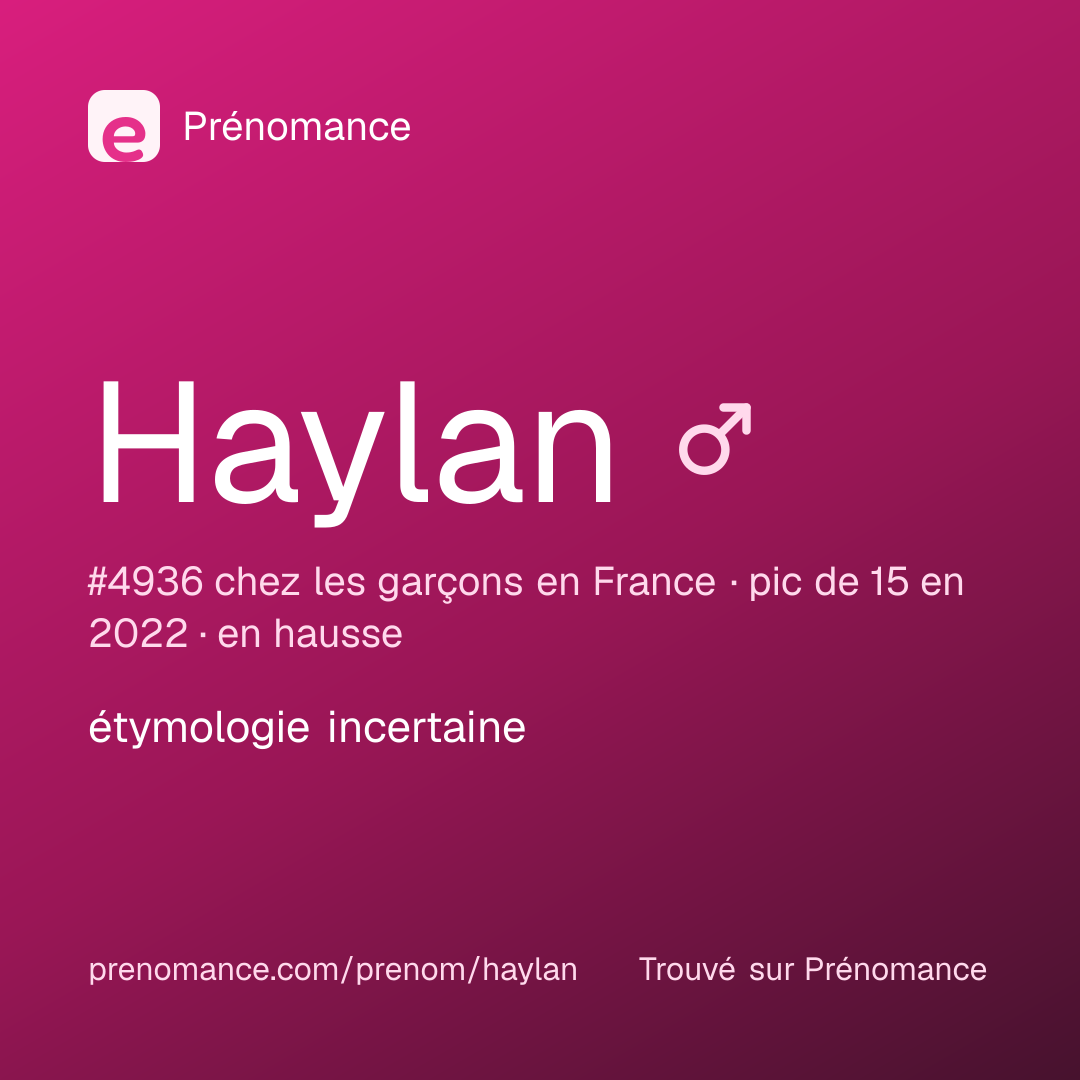 Carte de partage du prénom Haylan