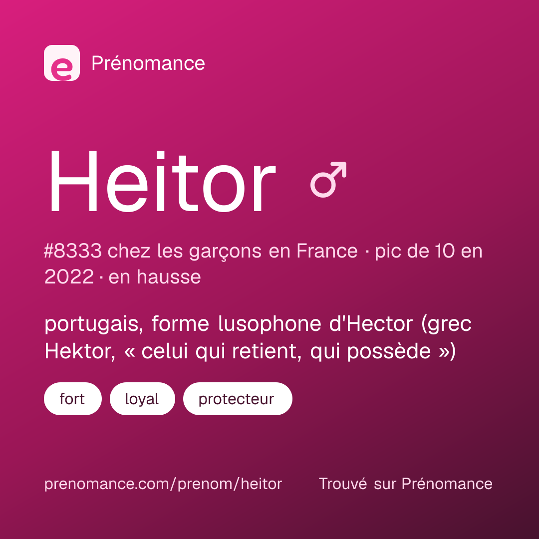 Carte de partage du prénom Heitor