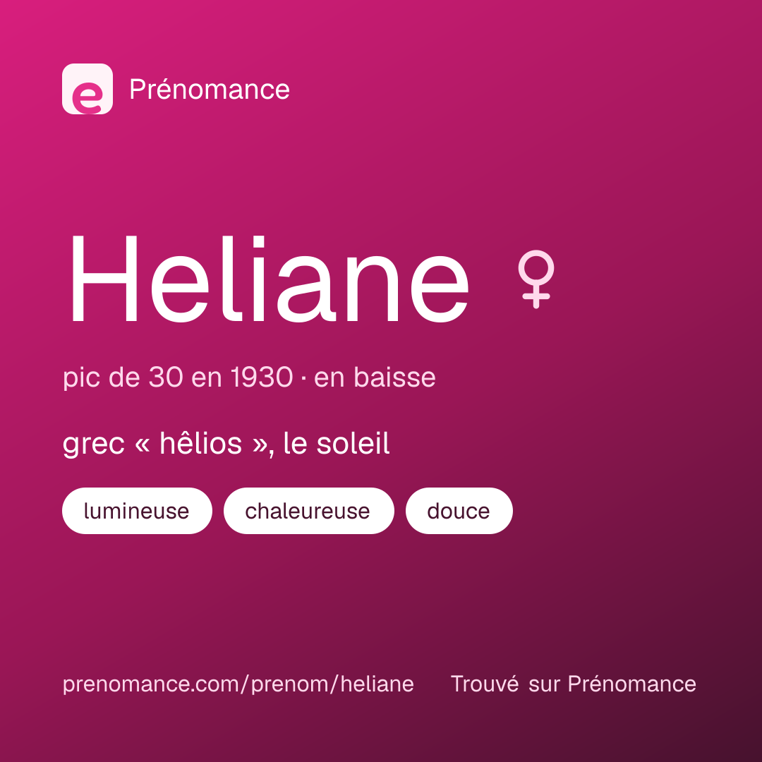 Carte de partage du prénom Heliane