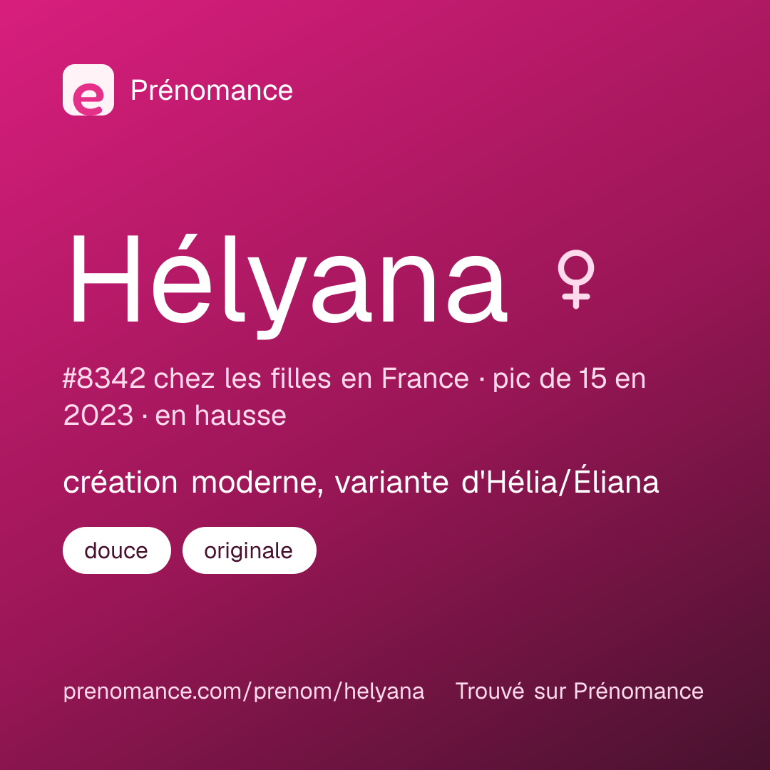 Carte de partage du prénom Hélyana