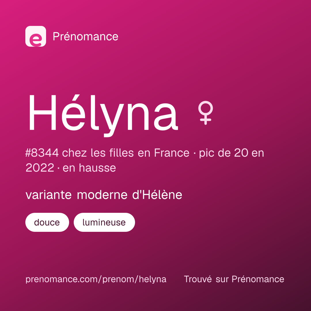 Carte de partage du prénom Hélyna