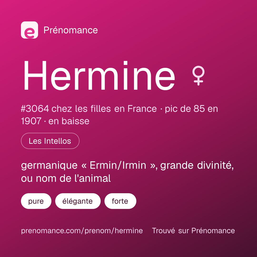 Carte de partage du prénom Hermine