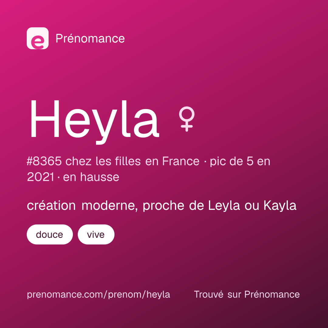 Carte de partage du prénom Heyla