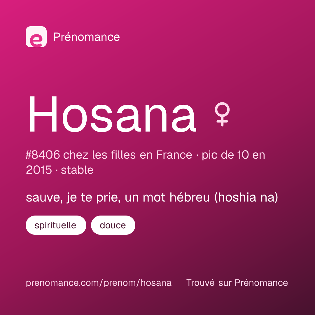 Carte de partage du prénom Hosana