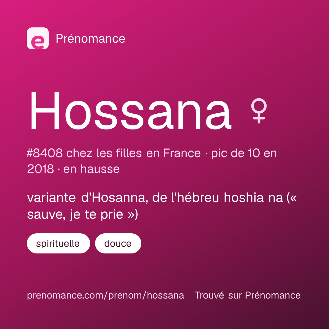 Carte de partage du prénom Hossana