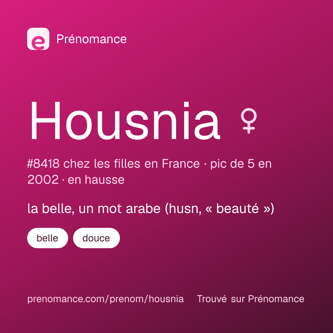 Carte de partage du prénom Housnia