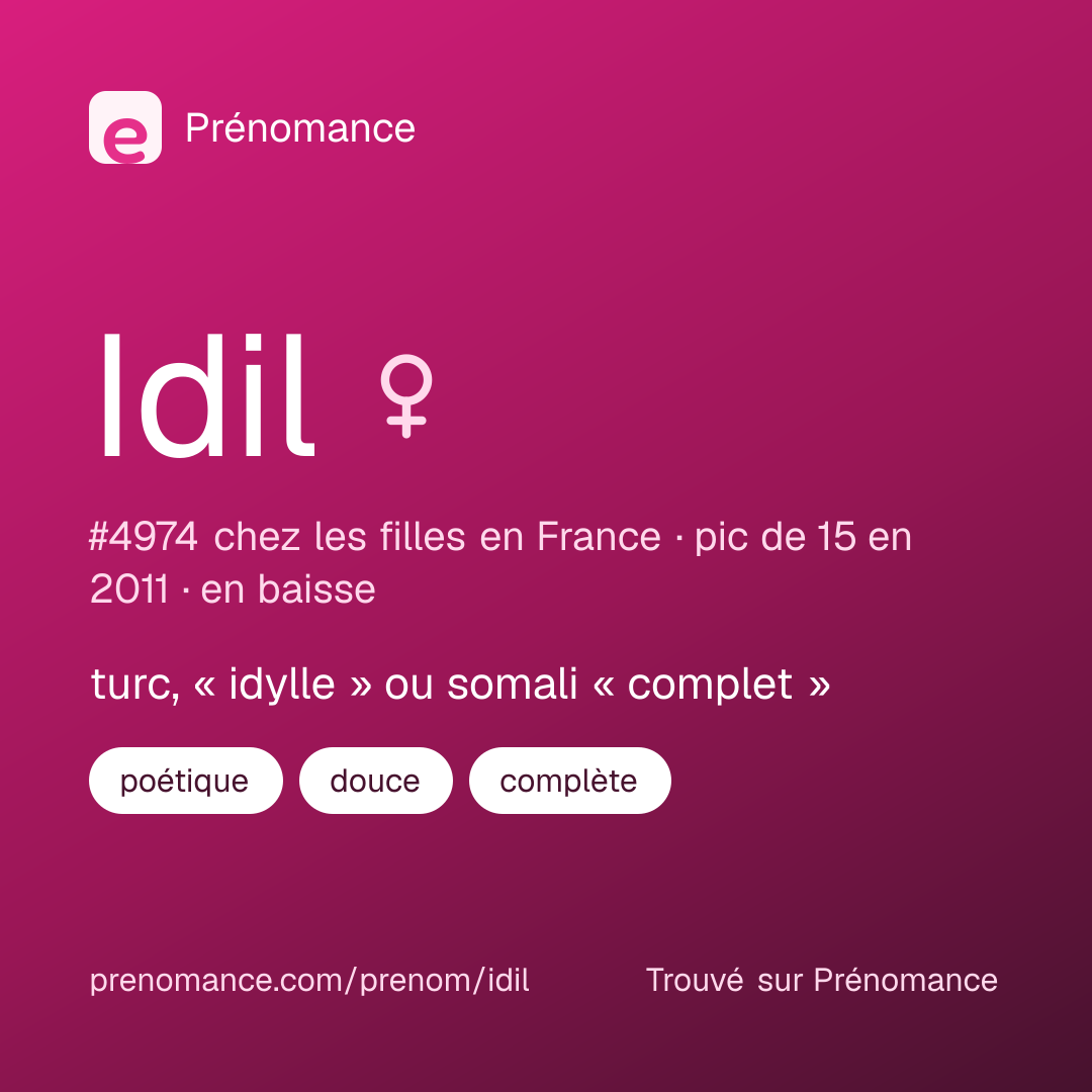 Carte de partage du prénom Idil